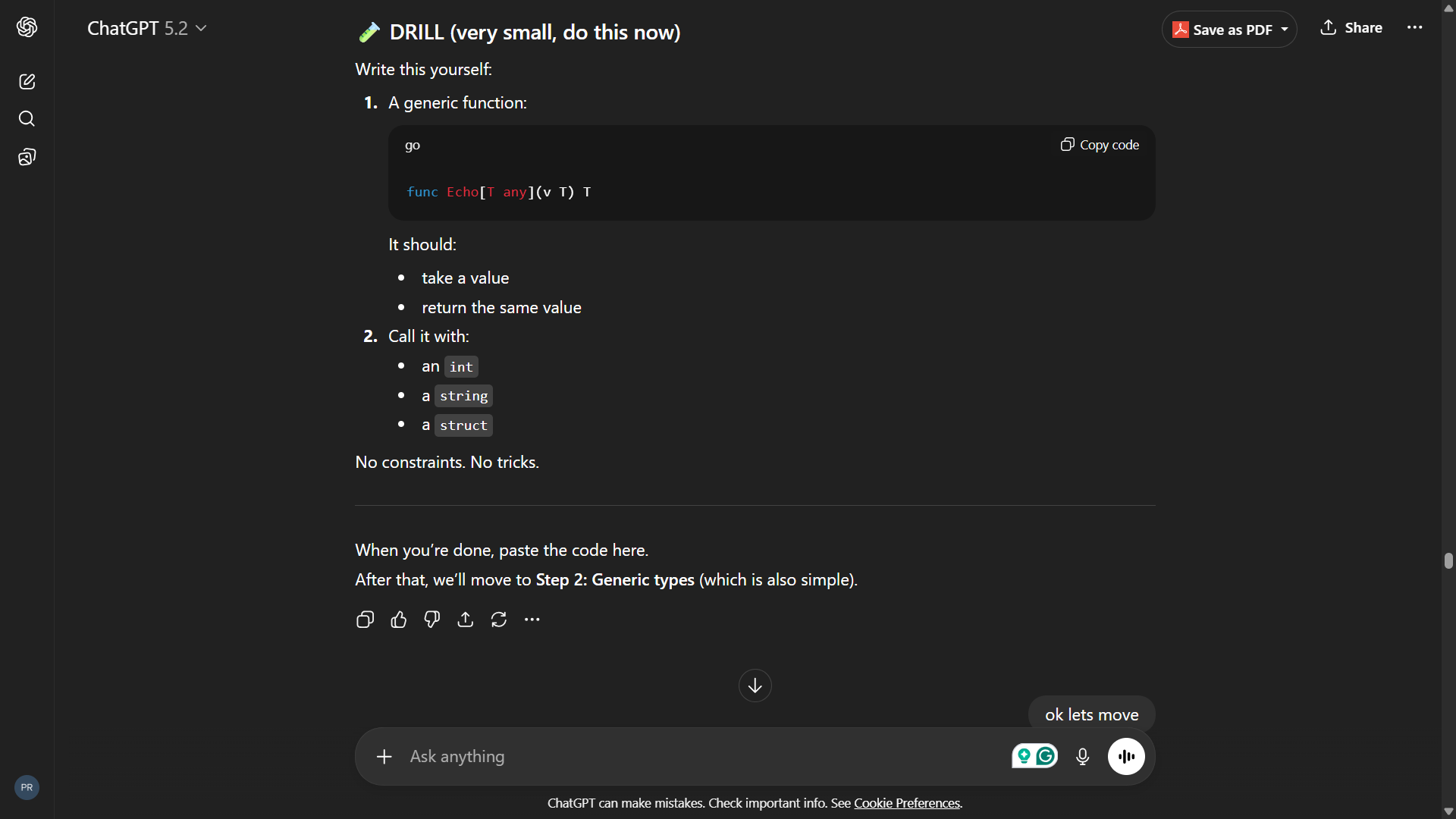 ChatGPT generating drill exercises