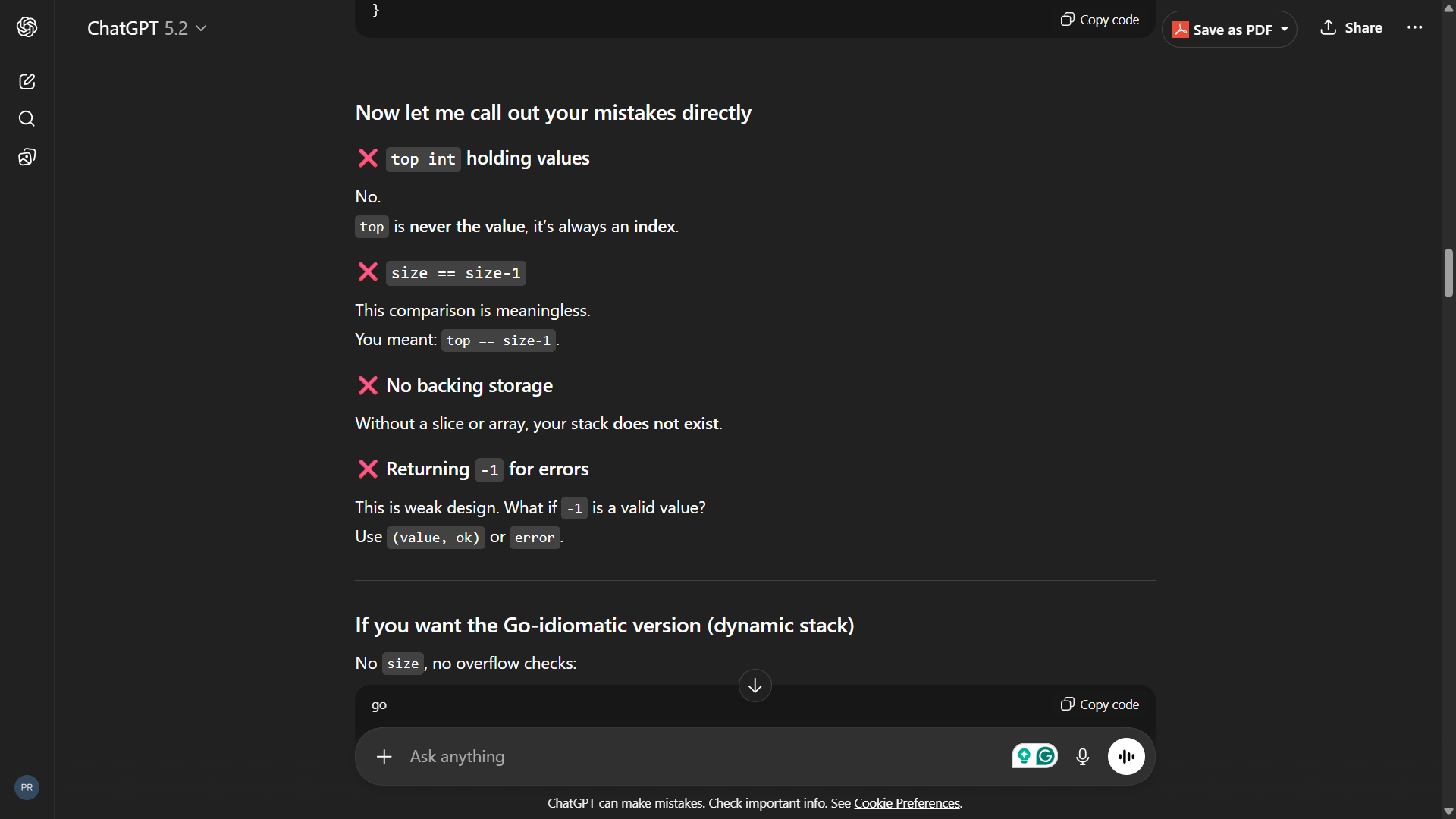 ChatGPT giving hints without answers